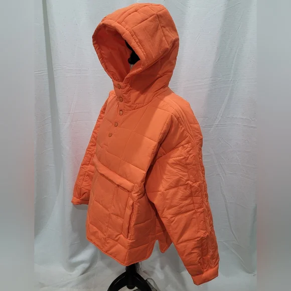 Orange Puffer Pullover Jacket Size Large Loose Fitting - Picture 5 of 10